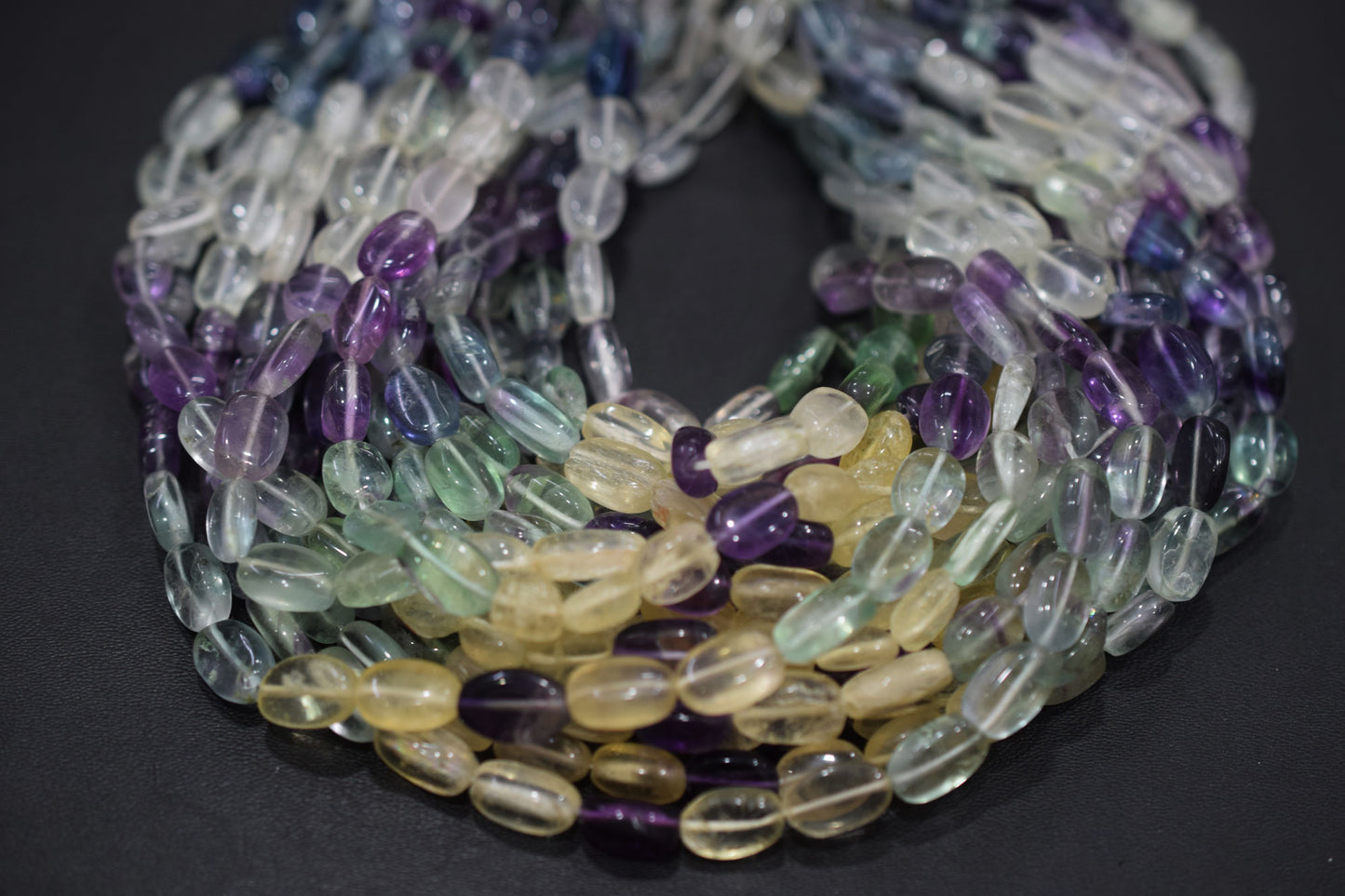 Natural Multi Fluorite Oval Nuggets Shape Beads , Sold By Strand , 6.50x9 - 7x12  mm , 14" ,   20629