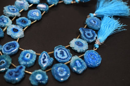 Sky Blue Color Druzy Nuggets Shape Briolettes , Sold By Strand , 13x15 - 18x20 mm , 8" ,  20633