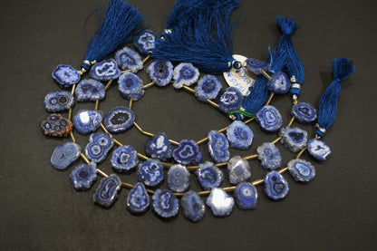 Iolite Color Druzy Nuggets Shape Briolettes , Sold By Strand , 12x15 - 15x18 mm , 8" ,  20637