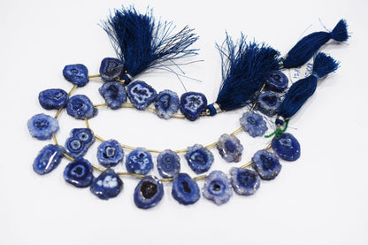 Iolite Color Druzy Nuggets Shape Briolettes , Sold By Strand , 12x15 - 15x18 mm , 8" ,  20637