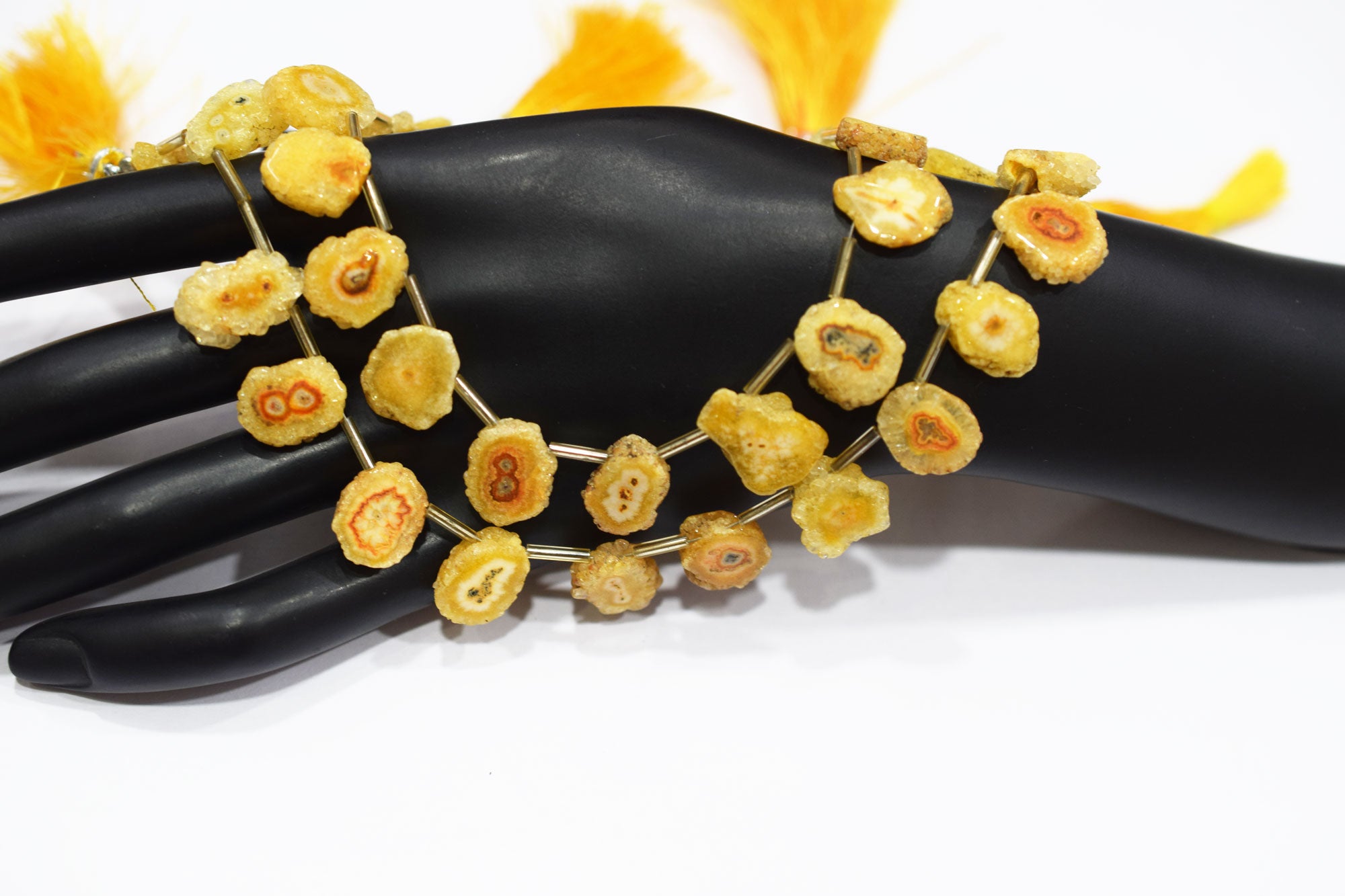 Yellow Color Druzy Nuggets Shape Briolettes , Sold By Strand , 10x14 - 12x14 mm , 8" ,  20639