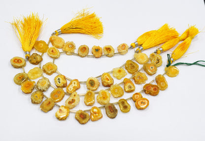 Yellow Color Druzy Nuggets Shape Briolettes , Sold By Strand , 10x15 - 16x20 mm , 8" ,  20640