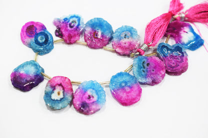 Multi Color Druzy Nuggets Shape Briolettes , Sold By Strand , 18x22 - 20x30 mm , 8" ,  20643