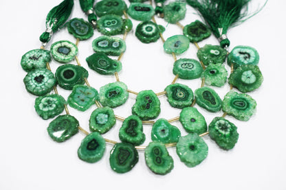 Green Color Druzy Nuggets Shape Briolettes , Sold By Strand , 15x18 - 18x21 mm , 8" ,  20645