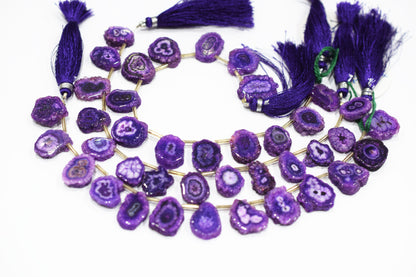 Purple Color Druzy Nuggets Shape Briolettes , Sold By Strand , 12x16 - 14x20 mm , 8" ,  20647