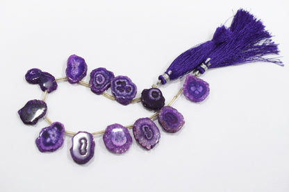 Purple Color Druzy Nuggets Shape Briolettes , Sold By Strand , 12x17 - 19x21 mm , 8" ,  20648