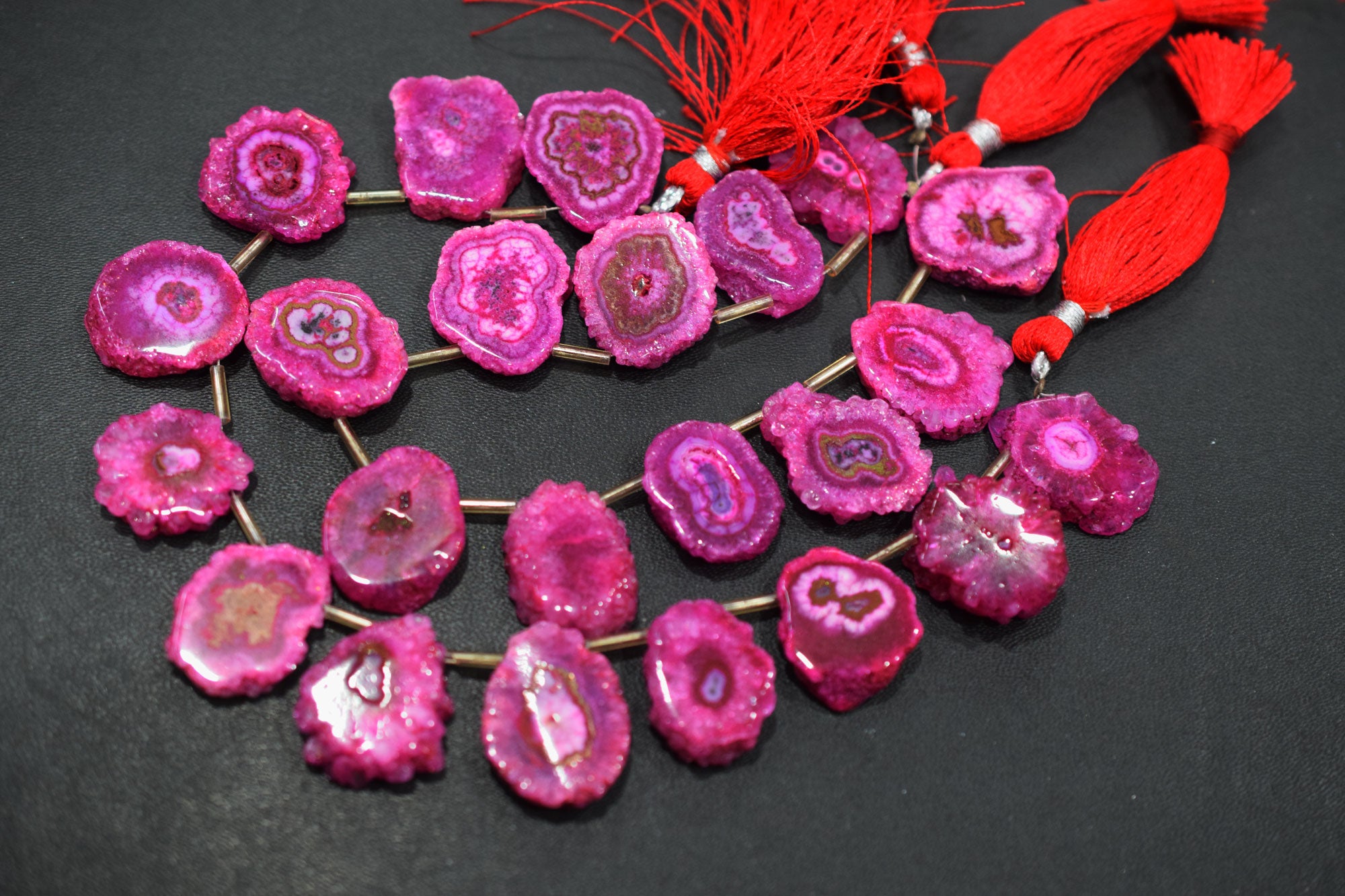 Pink Color Druzy Nuggets Shape Briolettes , Sold By Strand , 16x21 - 19x22 mm , 8" ,  20651