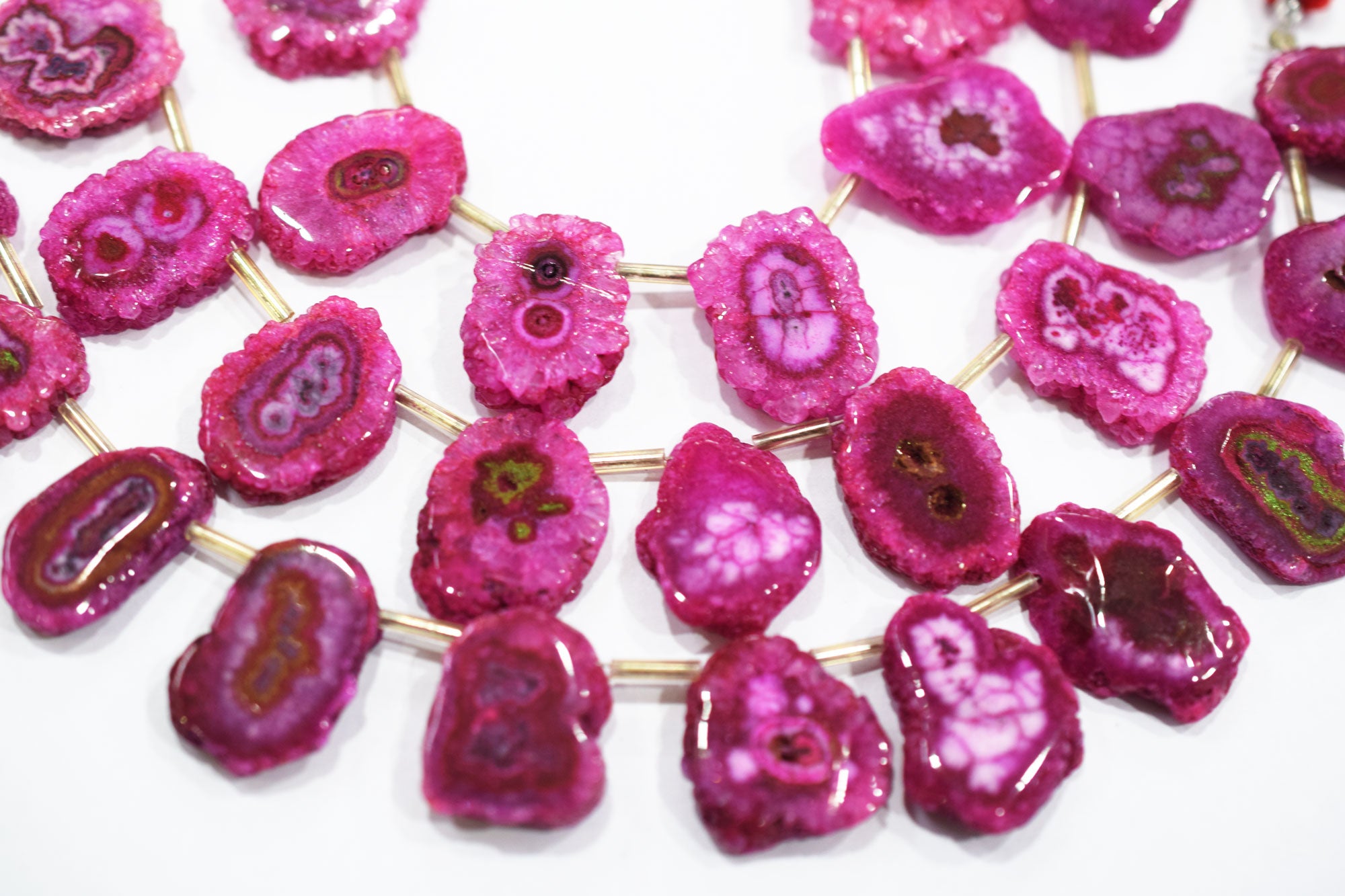 Pink Color Druzy Nuggets Shape Briolettes , Sold By Strand , 14x20 - 19x23 mm , 8" ,  20652
