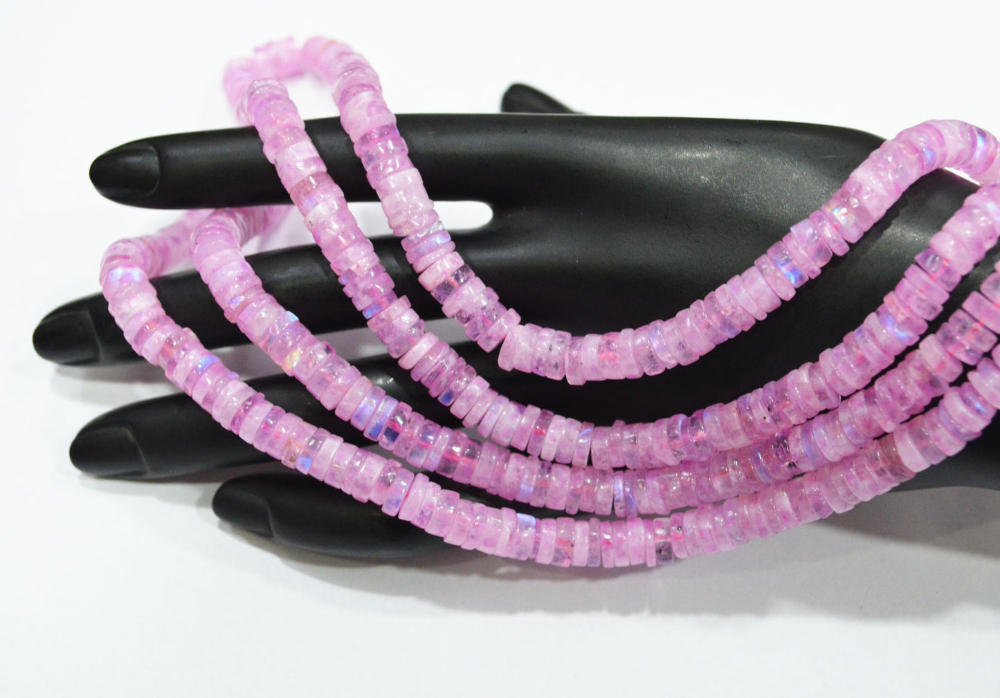 Rainbow Moonstone Mystic Pink Color Coated Tyre Shape Beads , Sold By Strand , 7 - 7.50 mm , 16", 20653