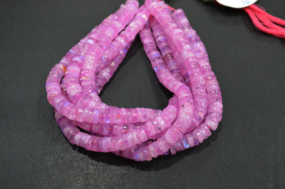 Rainbow Moonstone Mystic Pink Color Coated Tyre Shape Beads , Sold By Strand , 7 - 7.50 mm , 16", 20653