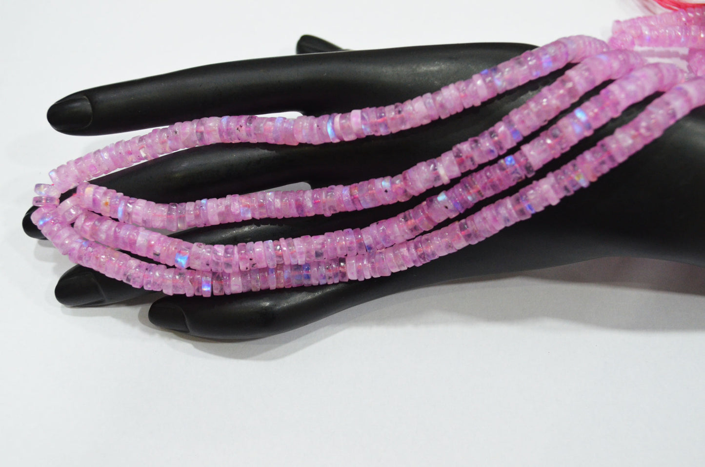 Rainbow Moonstone Mystic Pink Color Coated Tyre Shape Beads , Sold By Strand , 6.50 - 7 mm , 16", 20654