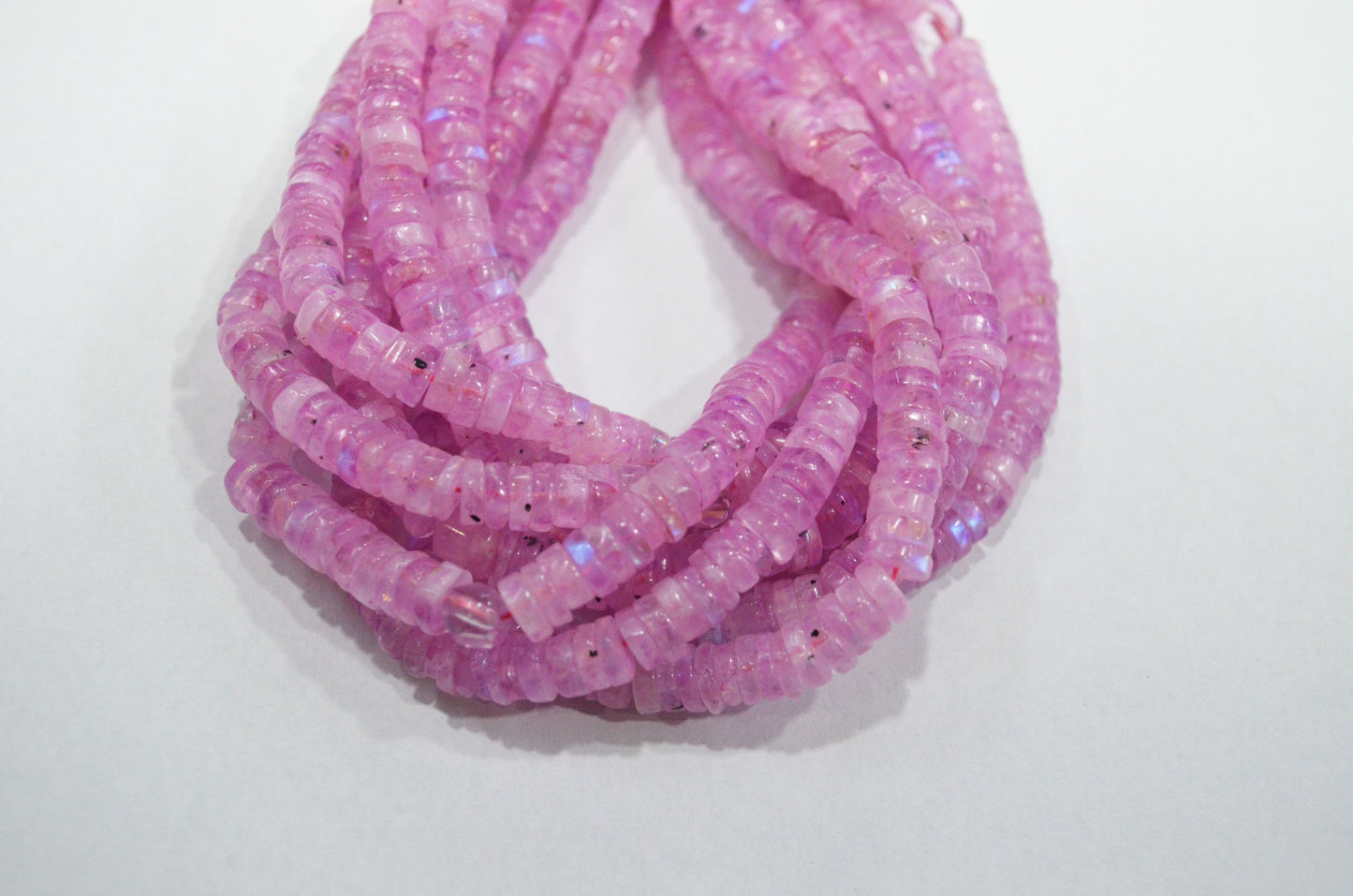 Rainbow Moonstone Mystic Pink Color Coated Tyre Shape Beads , Sold By Strand , 6 - 6.50 mm , 16", 20656