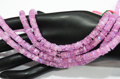 Rainbow Moonstone Mystic Pink Color Coated Tyre Shape Beads , Sold By Strand , 6 - 6.50 mm , 16", 20656