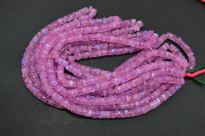 Rainbow Moonstone Mystic Pink Color Coated Tyre Shape Beads , Sold By Strand , 5 - 5.50 mm , 16", 20657