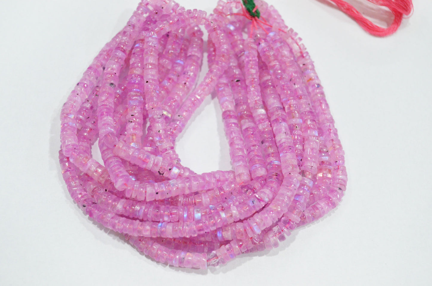 Rainbow Moonstone Mystic Pink Color Coated Tyre Shape Beads , Sold By Strand , 5 - 5.50 mm , 16", 20657