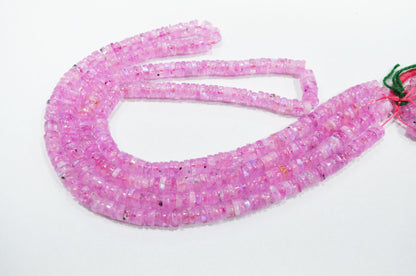 Rainbow Moonstone Mystic Pink Color Coated Tyre Shape Beads , Sold By Strand , 5 - 5.50 mm , 16", 20657
