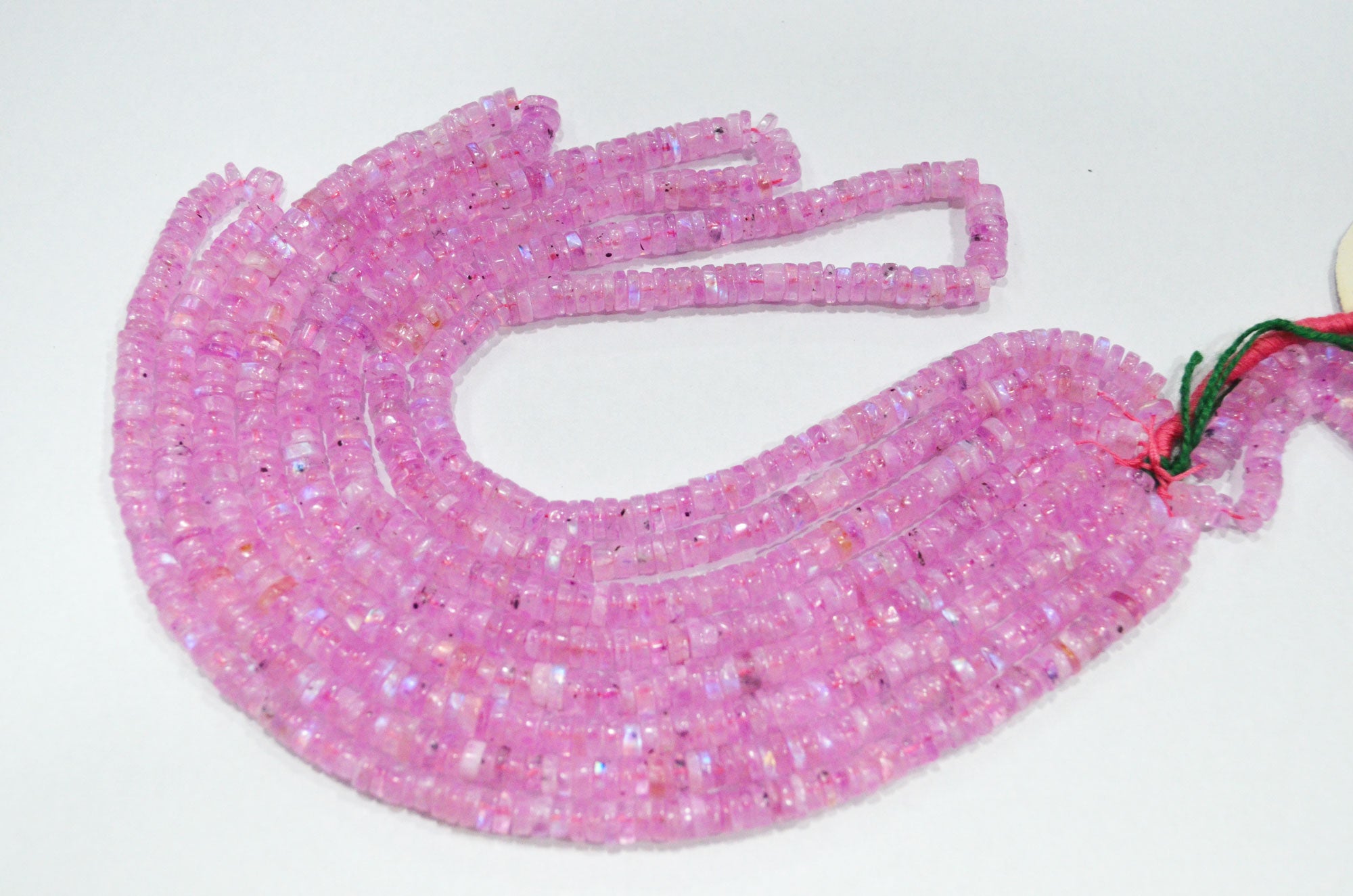 Rainbow Moonstone Mystic Pink Color Coated Tyre Shape Beads , Sold By Strand , 5 - 5.50 mm , 16", 20657
