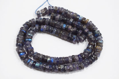 Natural Labradorite Purple Heishi Tyre Shape Beads , Sold By Strand , 7 mm , 16" ,  20661