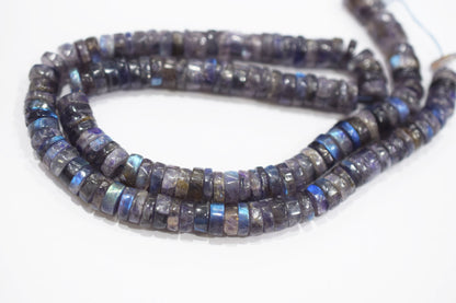 Natural Labradorite Purple Heishi Tyre Shape Beads , Sold By Strand , 7.50 - 8 mm , 16" ,  20668