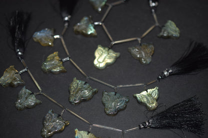 5 Pieces In A Strand Labradorite Carved Fox Shape Beads  Briolettes , Sold By Strand , 22x22 - 25x25 mm , 30416