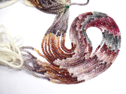 Multi Spinel Round Shape Beads , Multi Spinel Faceted Round Shape Beads , Sold By Strand , 13 Inches , 2.50 mm , 30420