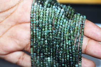 Sakota Emerald Faceted Round Shape Beads , Sold By Strand , 13 Inches , 3.00 mm , 30424
