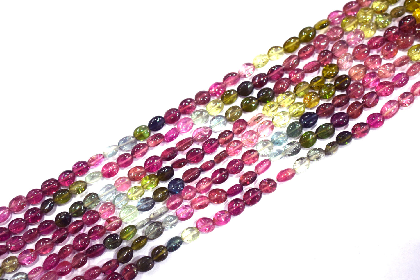 Multi Tourmaline Smooth Oval Shape Beads ,Sold By Strand , 14 Inches , 4.5x5 - 4.5x6 mm , 30425