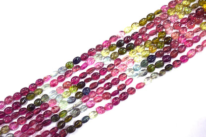 Multi Tourmaline Smooth Oval Shape Beads ,Sold By Strand , 14 Inches , 4.5x5 - 4.5x6 mm , 30425