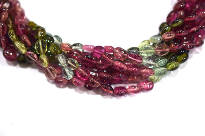 Multi Tourmaline Smooth Oval Shape Beads ,Sold By Strand , 14 Inches , 4.5x5 - 4.5x6 mm , 30425