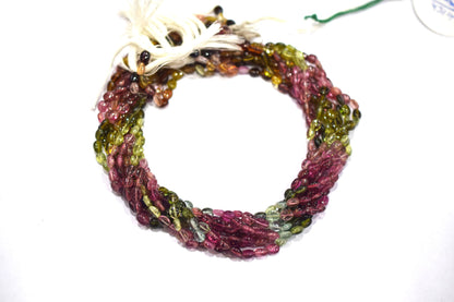 Multi Tourmaline Smooth Oval Shape Beads ,Sold By Strand , 14 Inches , 4.5x5 - 4.5x6 mm , 30425
