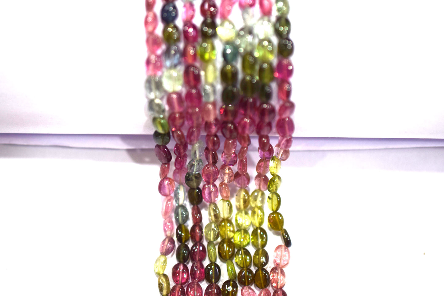 Multi Tourmaline Smooth Oval Shape Beads ,Sold By Strand , 14 Inches , 4.5x5 - 4.5x6 mm , 30425