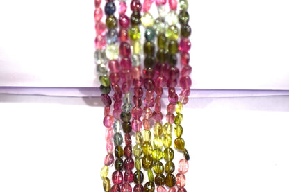 Multi Tourmaline Smooth Oval Shape Beads ,Sold By Strand , 14 Inches , 4.5x5 - 4.5x6 mm , 30425