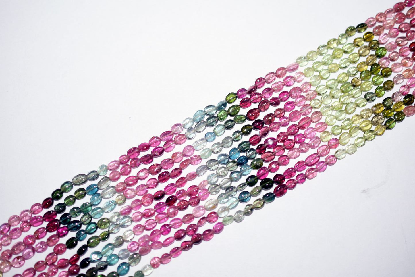 Multi Tourmaline Oval Shape Beads , Multi Tourmaline Smooth Oval Shape Beads , Sold By Strand , 14.5 Inches , 3.5x4.5 - 4x5 mm , 30426