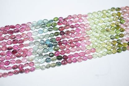 Multi Tourmaline Oval Shape Beads , Multi Tourmaline Smooth Oval Shape Beads , Sold By Strand , 14.5 Inches , 3.5x4.5 - 4x5 mm , 30426