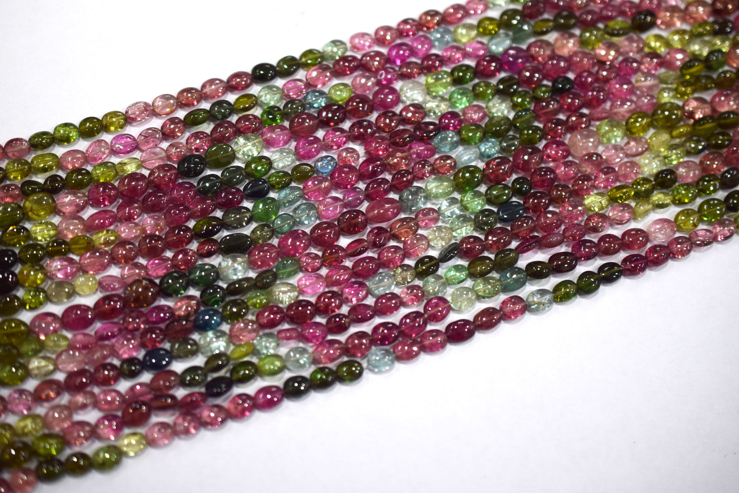 Multi Tourmaline Oval Shape smooth Beads ,  Sold By Strand , 14.5 Inches , 5x6 - 6x8 mm , 30427