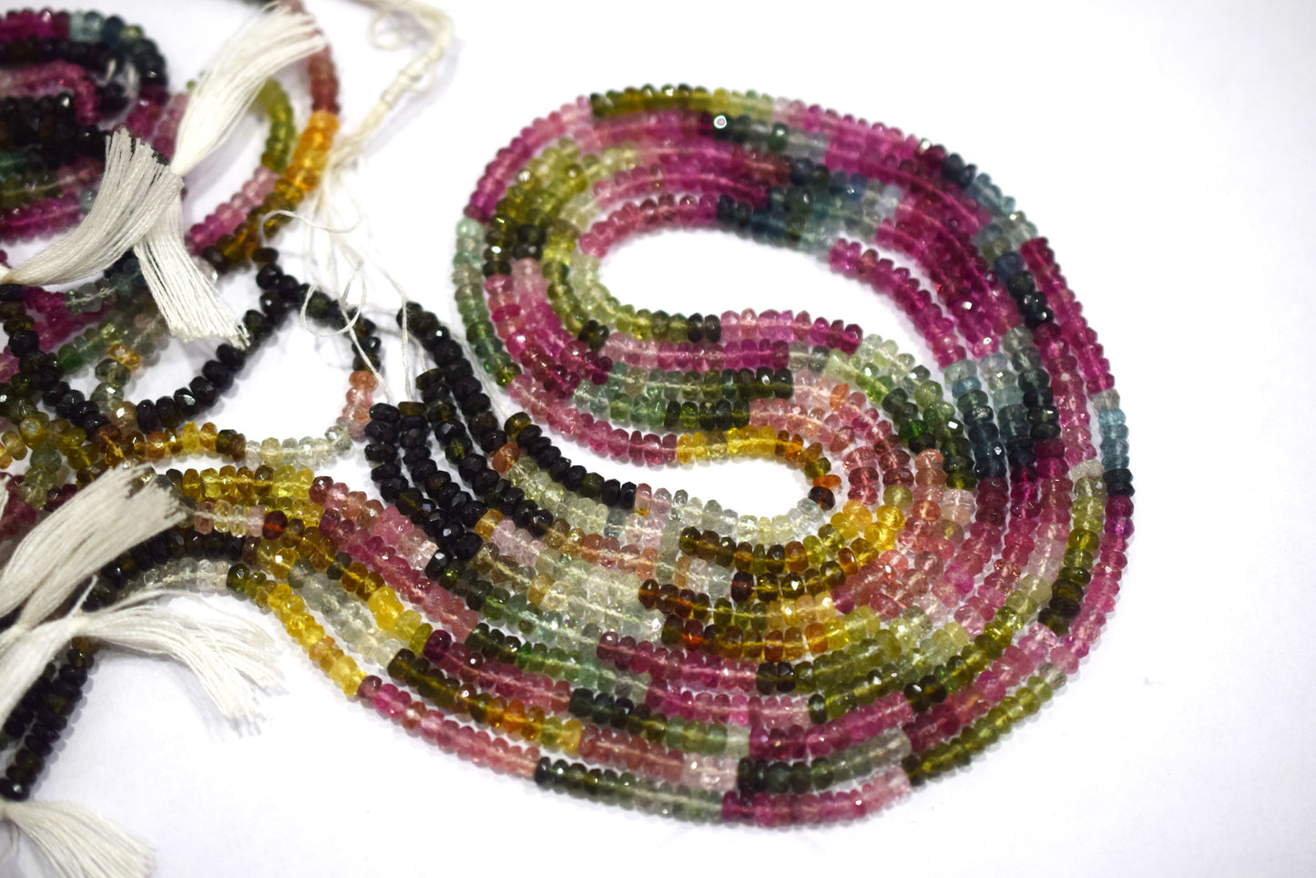 Multi Tourmaline Rondelle Shape Beads , Multi Tourmaline Faceted Rondelle Shape Beads , Sold By Strand , 14 Inches , 3 - 3.50 mm , 30428