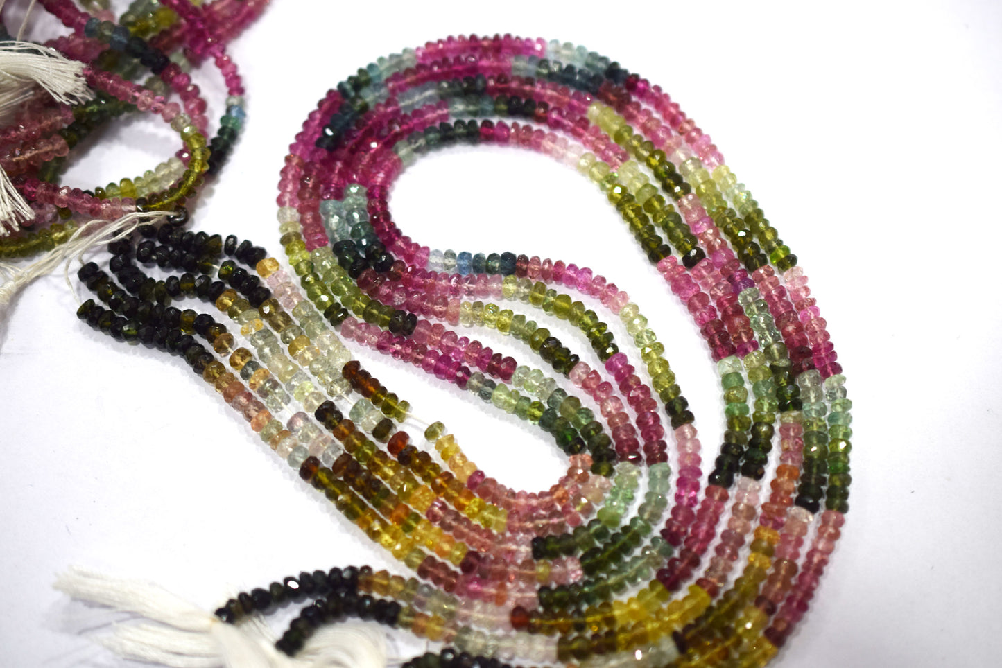 Multi Tourmaline Rondelle Shape Beads , Multi Tourmaline Faceted Rondelle Shape Beads , Sold By Strand , 14 Inches , 3 - 3.50 mm , 30428