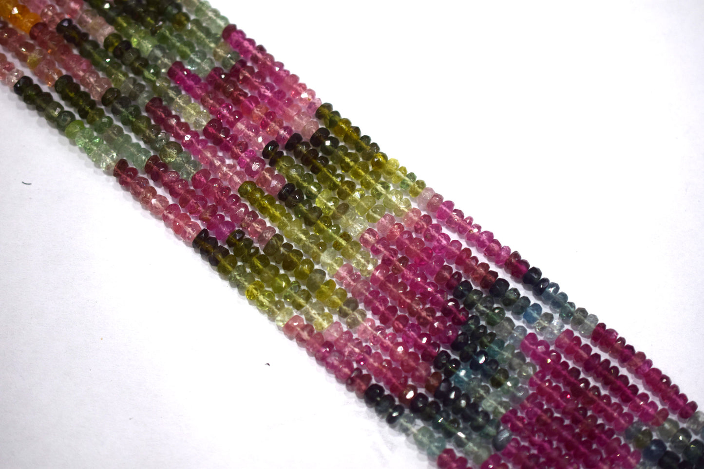 Multi Tourmaline Rondelle Shape Beads , Multi Tourmaline Faceted Rondelle Shape Beads , Sold By Strand , 14 Inches , 3 - 3.50 mm , 30428