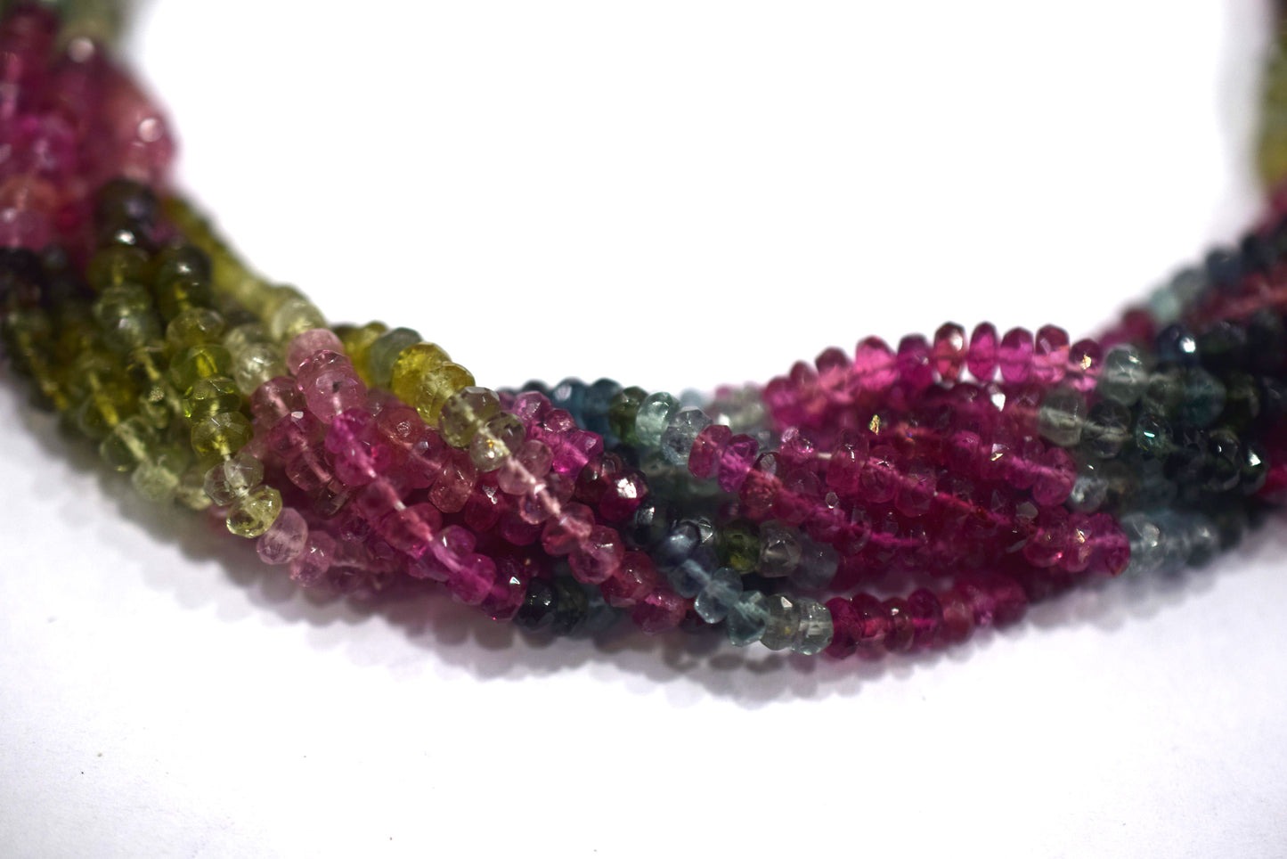 Multi Tourmaline Rondelle Shape Beads , Multi Tourmaline Faceted Rondelle Shape Beads , Sold By Strand , 14 Inches , 3 - 3.50 mm , 30428