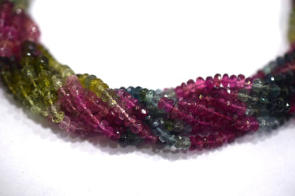 Multi Tourmaline Rondelle Shape Beads , Multi Tourmaline Faceted Rondelle Shape Beads , Sold By Strand , 14 Inches , 3 - 3.50 mm , 30428