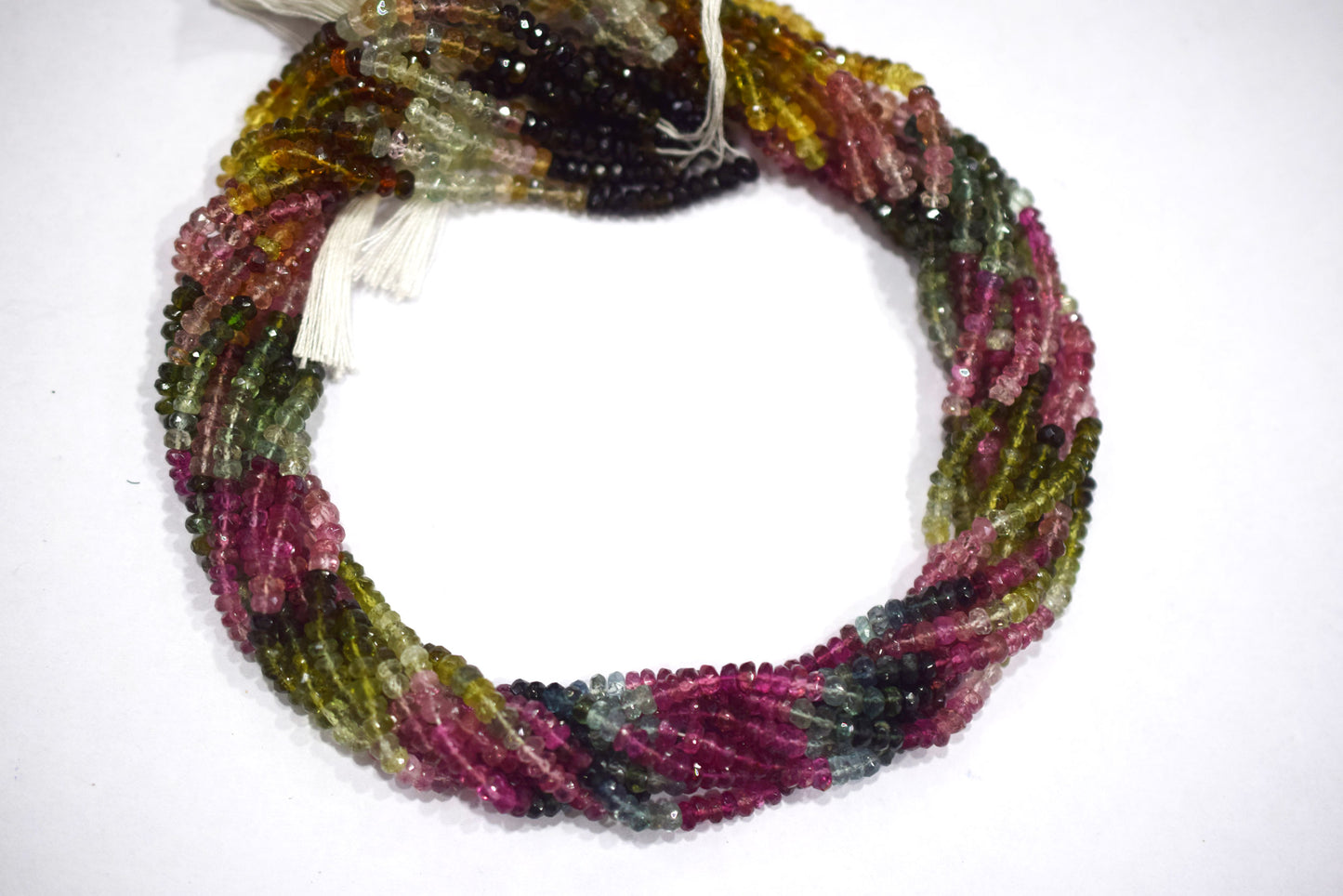 Multi Tourmaline Rondelle Shape Beads , Multi Tourmaline Faceted Rondelle Shape Beads , Sold By Strand , 14 Inches , 3 - 3.50 mm , 30428