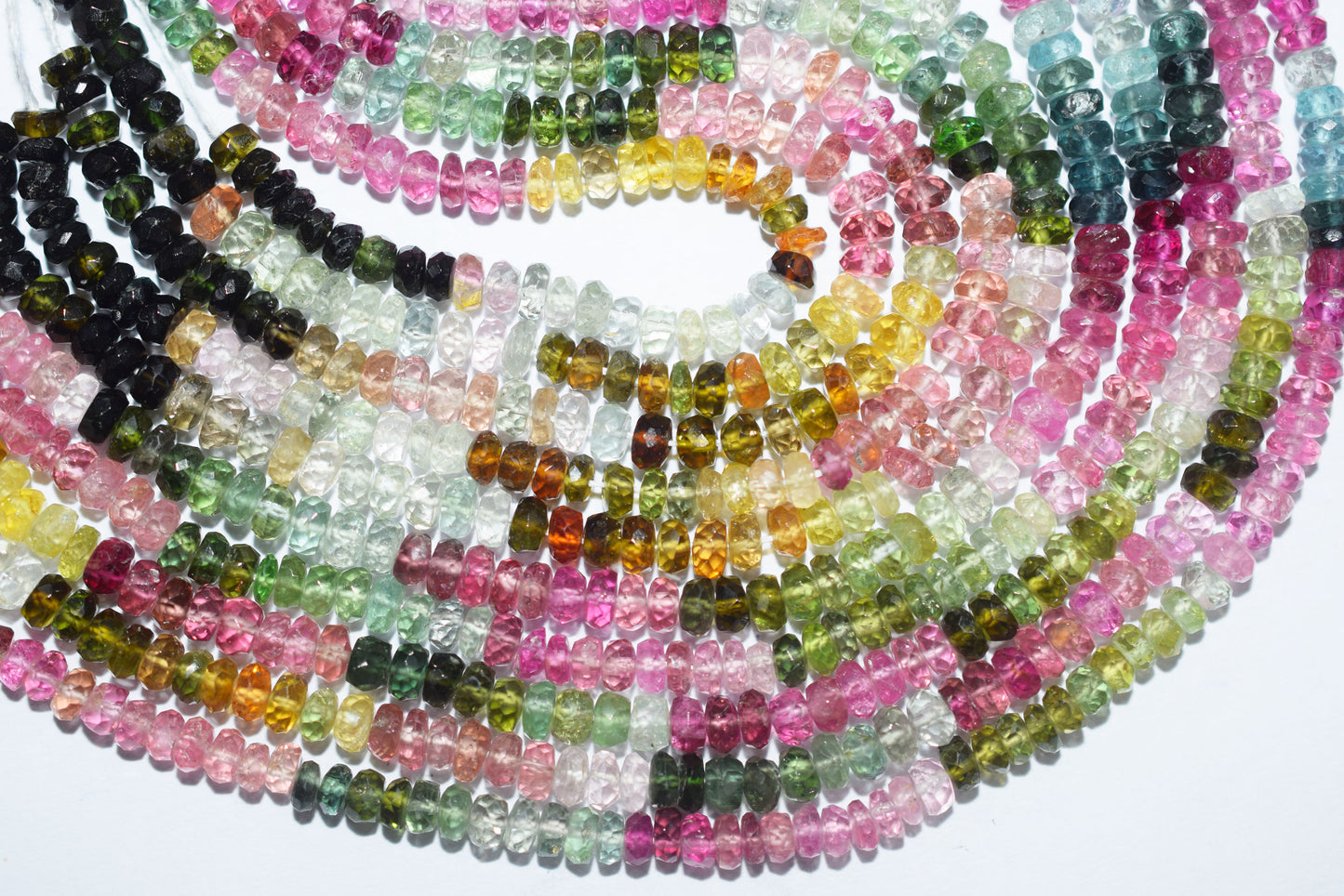 Multi Tourmaline Rondelle Shape Beads , Multi Tourmaline Faceted Rondelle Shape Beads , Sold By Strand , 14 Inches , 3 - 3.50 mm , 30428