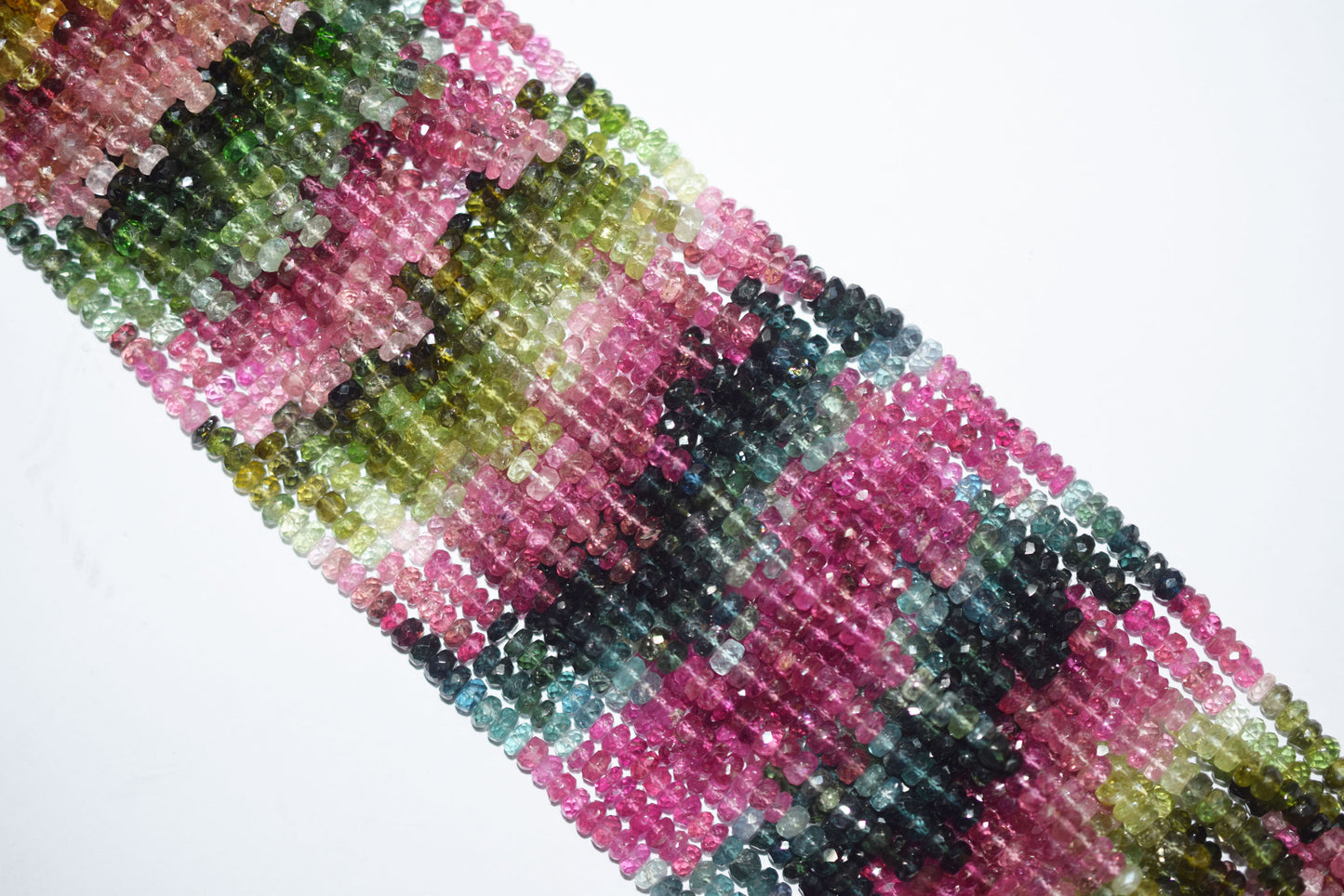 Multi Tourmaline Faceted Rondelle Shape Beads , Sold By Strand , 14 Inches , 4.25 - 4.50 mm , 30429