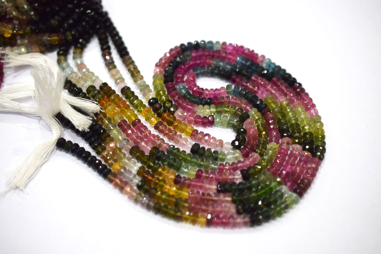 Multi Tourmaline Rondelle Shape Beads , Multi Tourmaline Faceted Rondelle Shape Beads , Sold By Strand , 14 Inches , 3.50 - 4 mm , 30433