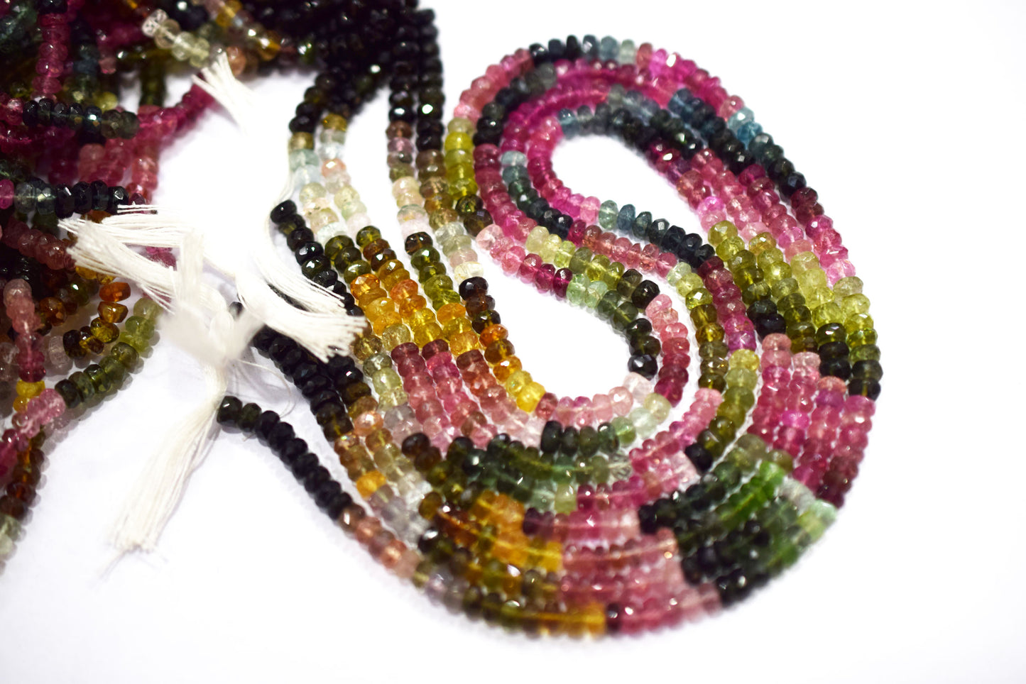 Multi Tourmaline Faceted Rondelle Shape Beads , Sold By Strand , 14 Inches , 4.25 - 4.50 mm , 30429