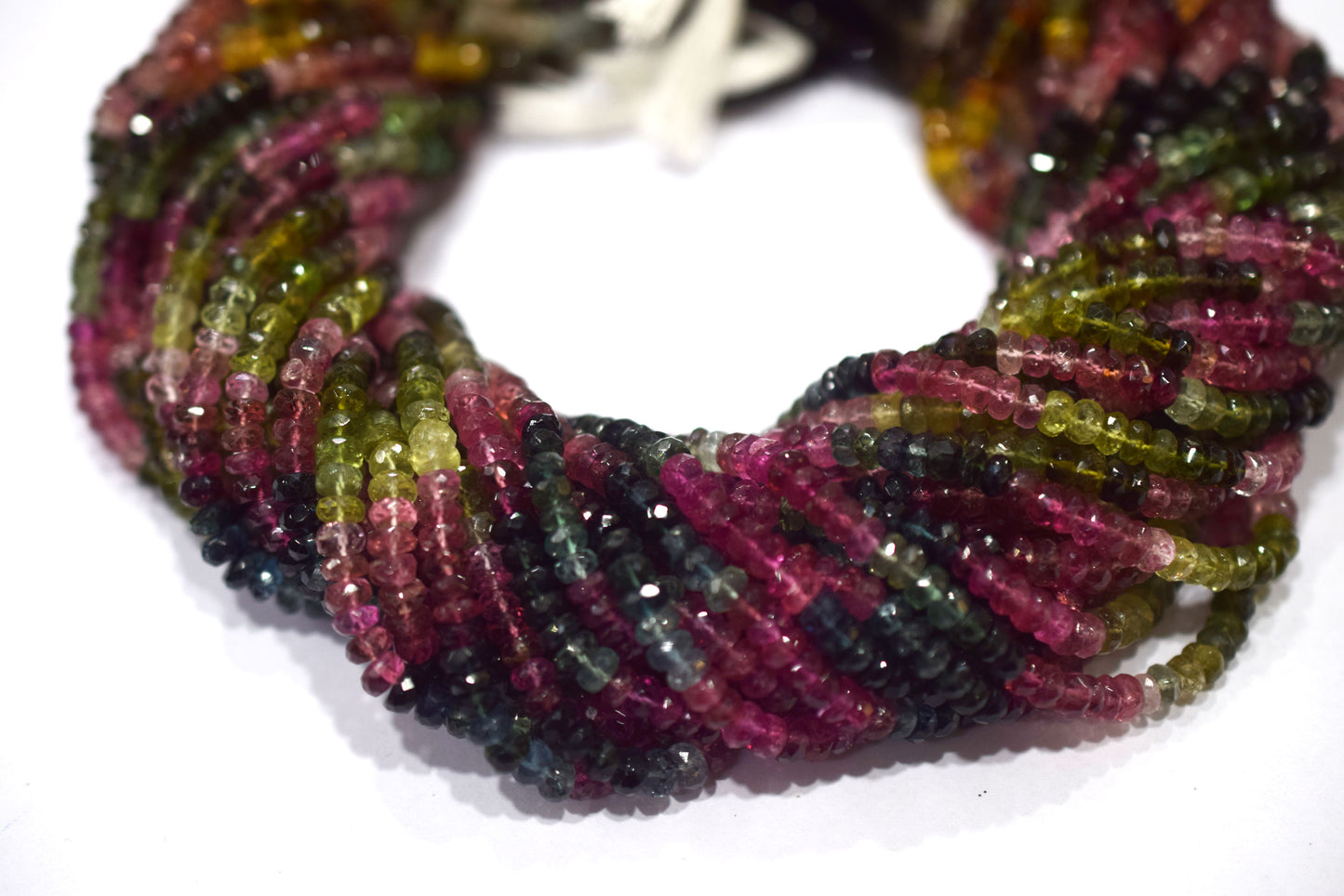 Multi Tourmaline Faceted Rondelle Shape Beads , Sold By Strand , 14 Inches , 4.25 - 4.50 mm , 30429