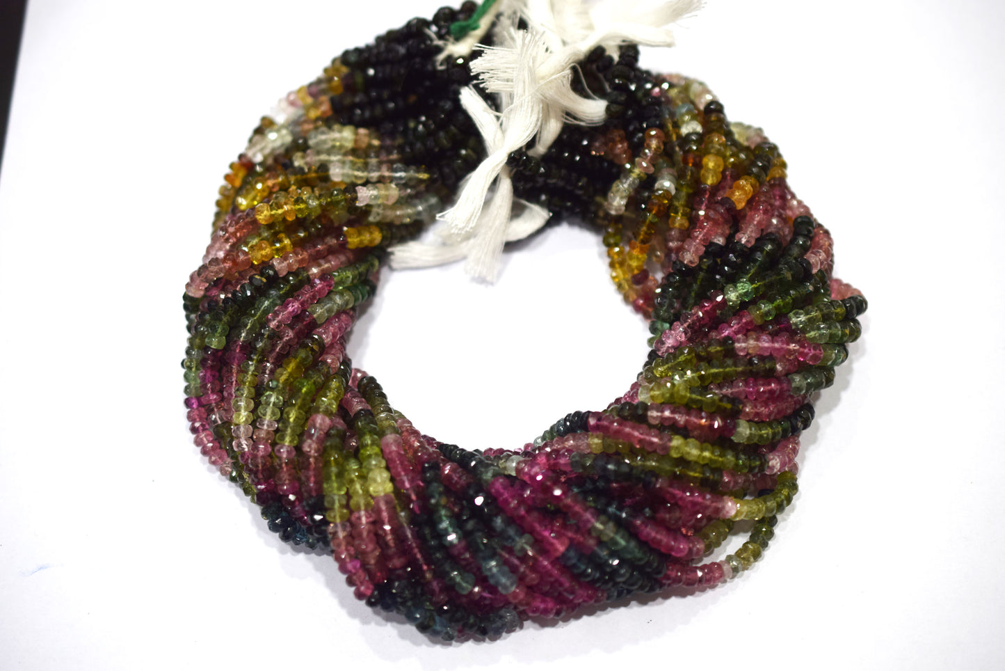 Multi Tourmaline Faceted Rondelle Shape Beads , Sold By Strand , 14 Inches , 4.25 - 4.50 mm , 30429