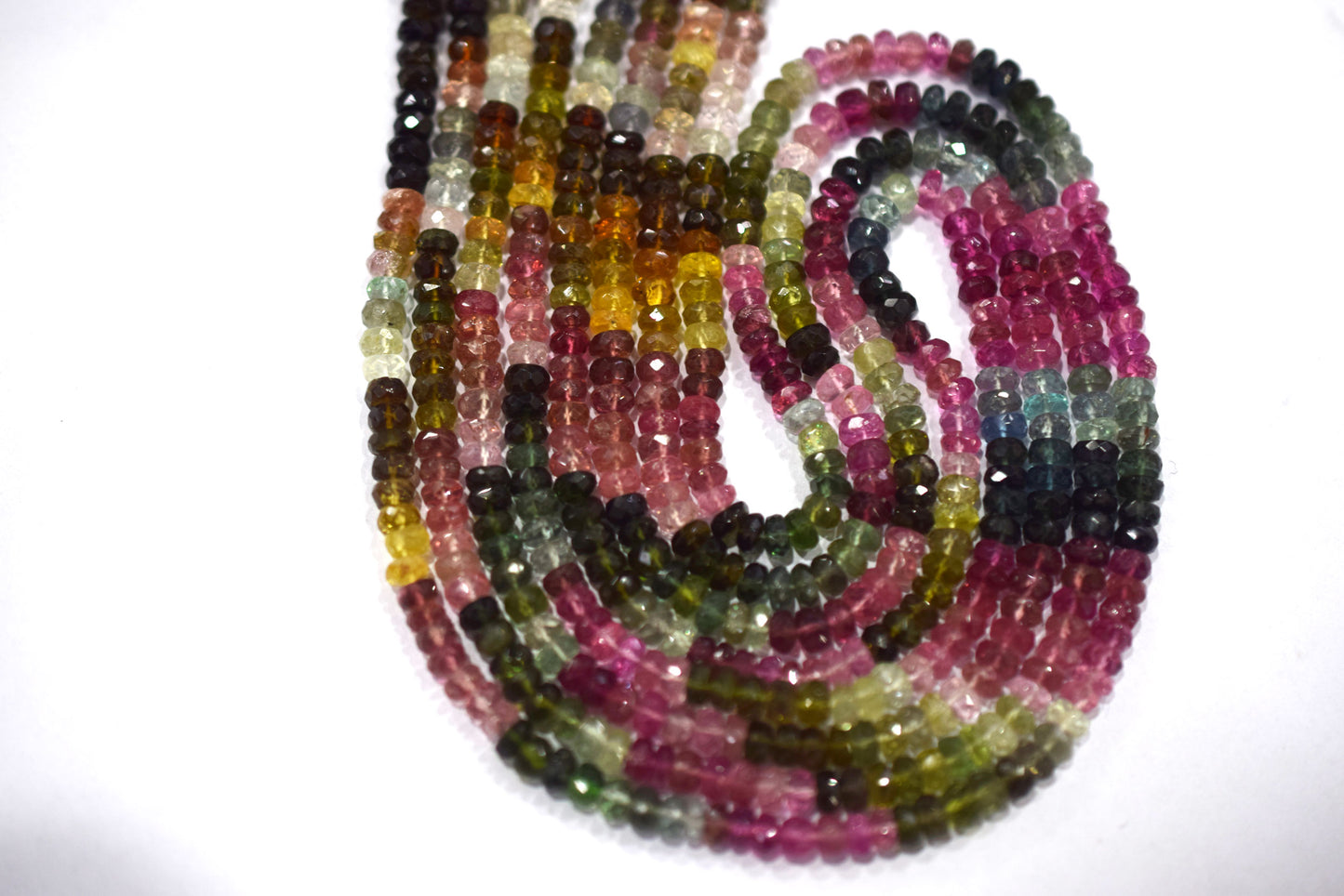 Multi Tourmaline Rondelle Faceted  Shape Beads ,  Sold By Strand , 14 Inches , 4 - 4.25 mm , 30430