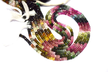 Multi Tourmaline Rondelle Faceted  Shape Beads ,  Sold By Strand , 14 Inches , 4 - 4.25 mm , 30430