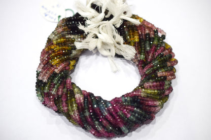 Multi Tourmaline Rondelle Faceted  Shape Beads ,  Sold By Strand , 14 Inches , 4 - 4.25 mm , 30430